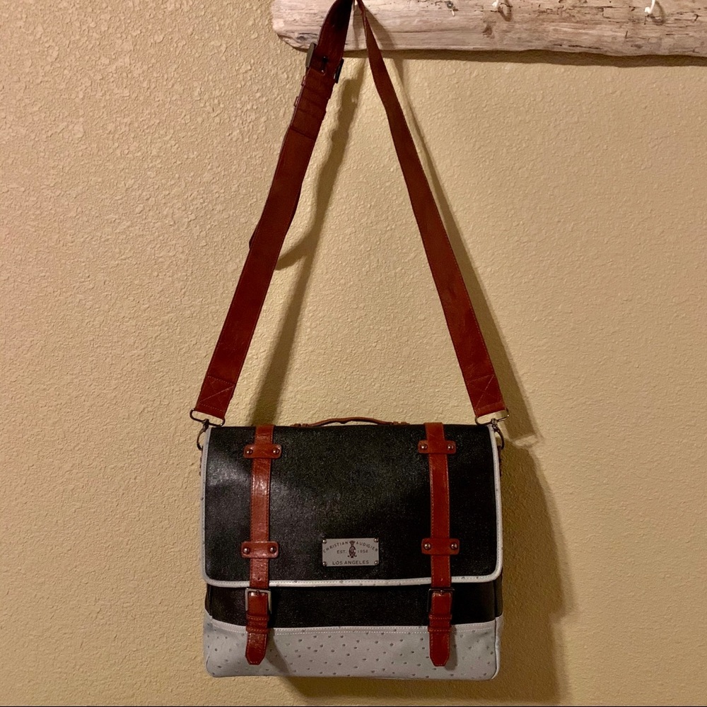 Christian Audigier pale blue & black messenger bag